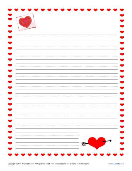 Valentine s Day Writing Paper For Kids Free Printable Templates