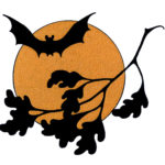 Vintage Halloween Clip Art Bat With Moon The Graphics