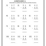Worksheets For 1st Grade Simple Subtraction Coloring Sheets