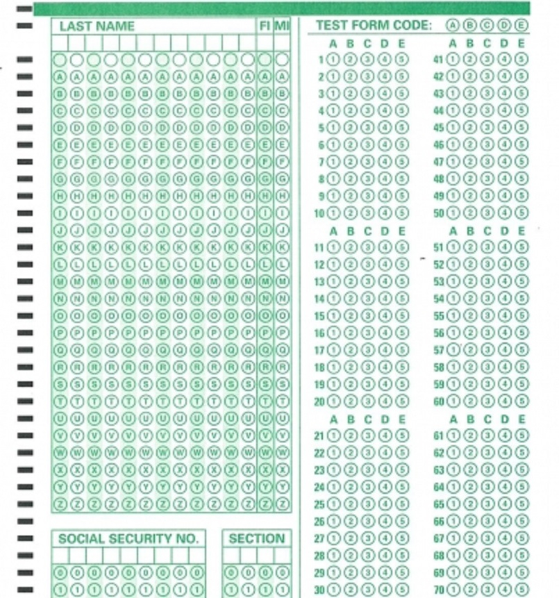 Printable Scantron Sheet