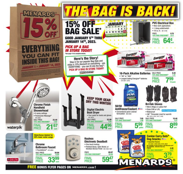 Menards Rebate Sale January 2023