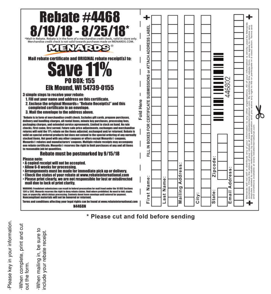 Menards 11 Rebate Form Printable