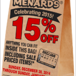 Menards Coupons 15 Off What Fits In The Bag At Menards Menards    Menards Discount Codes