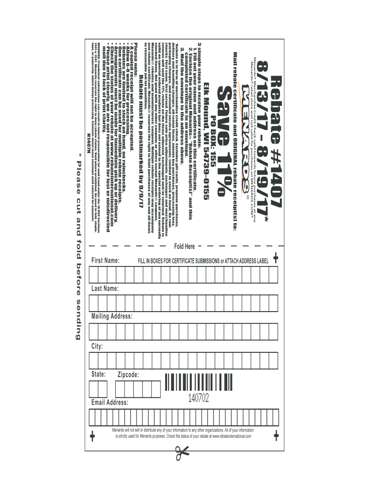 Menards Rebate Form 2023 Address