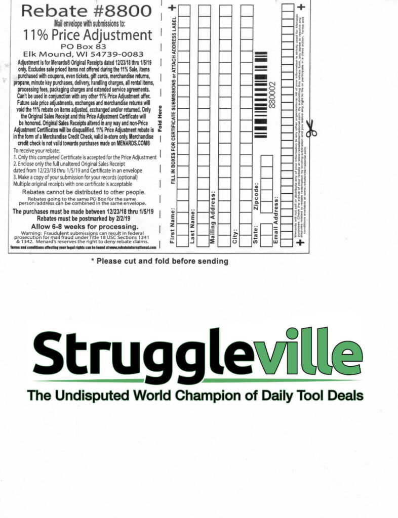 Menards Rebate Form 612