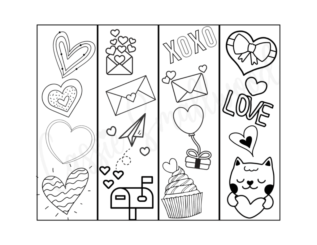 Printable Valentine Bookmarks To Color