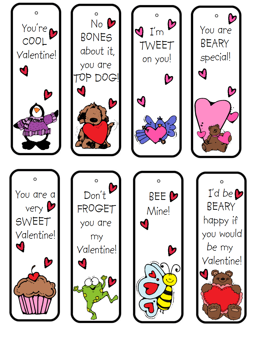 Bookmark Valentine Cards Printable