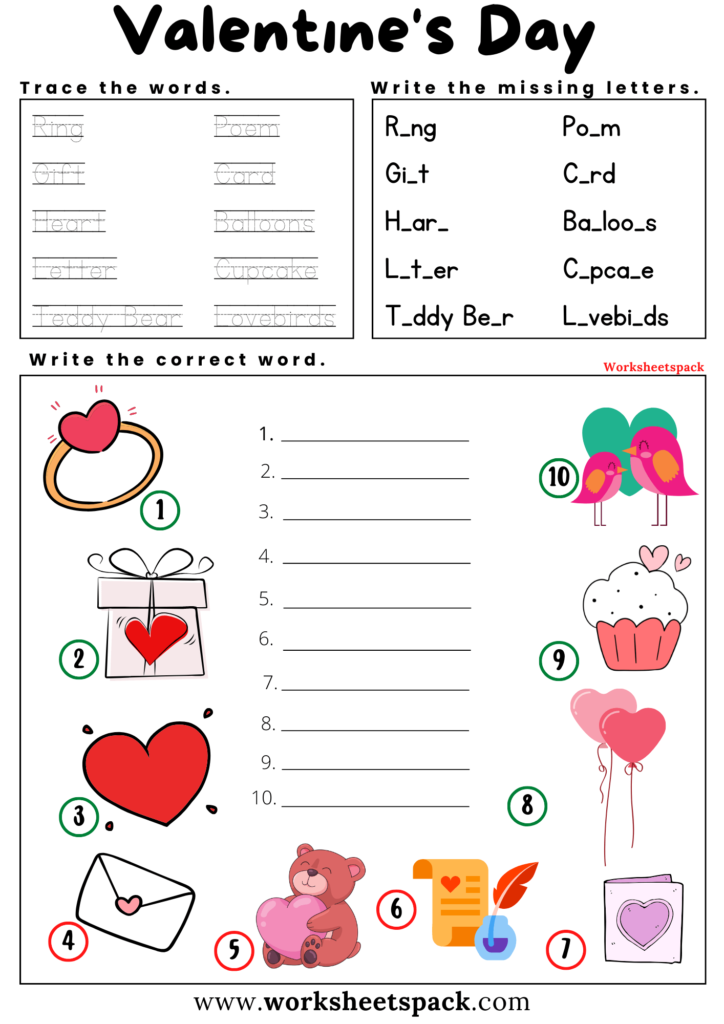 Valentine's Day Worksheets Printable