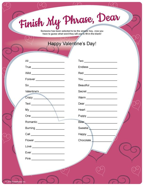 Free Printable Valentines Games For Adults