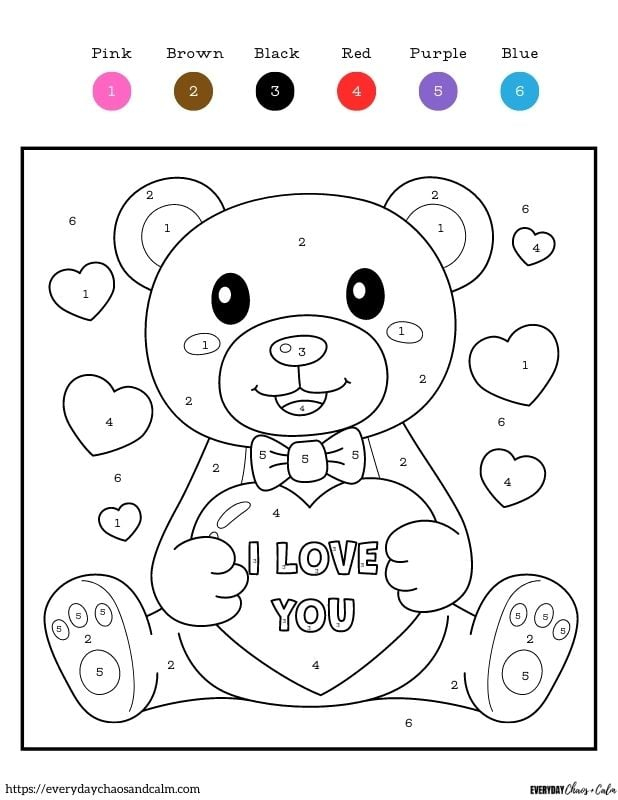 Color By Number Valentine's Day Printable