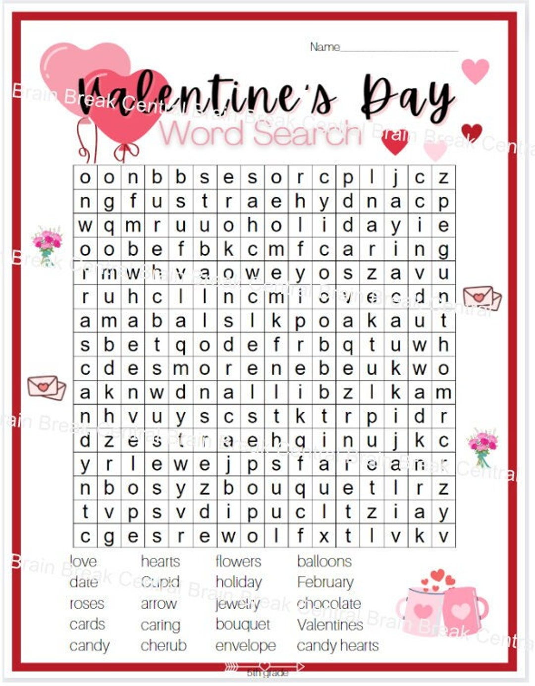 Valentines Day Word Search Printable
