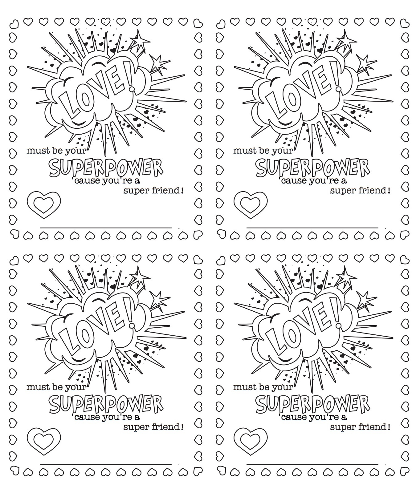 Color Your Own Valentine Printable