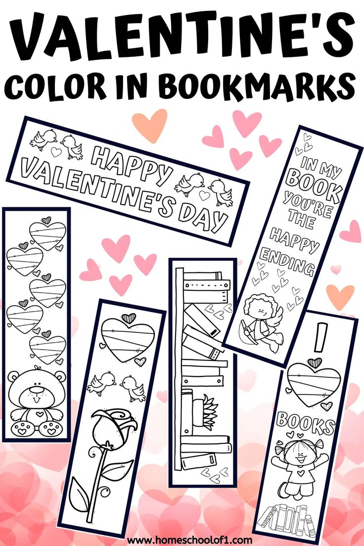 Printable Valentine Bookmarks To Color