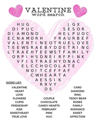 Free Valentine Word Search Printable