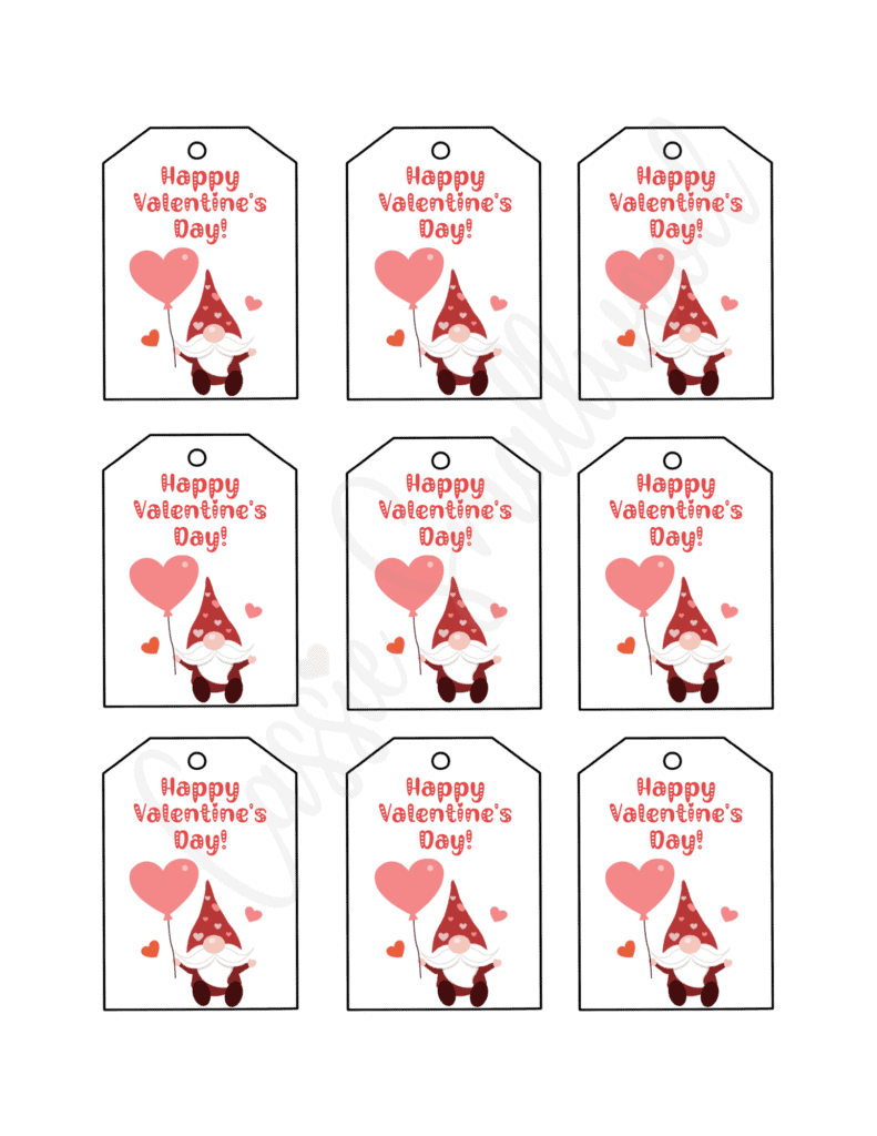 Printable Valentines Tags For Students