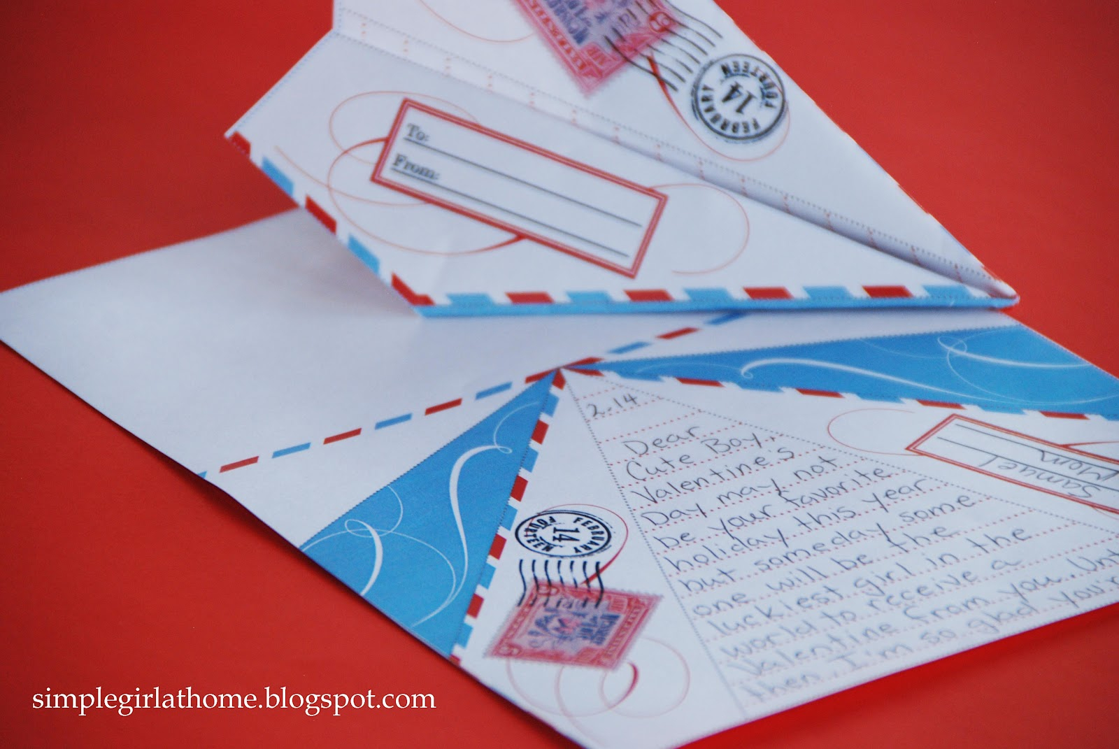 Valentine Paper Airplane Printable