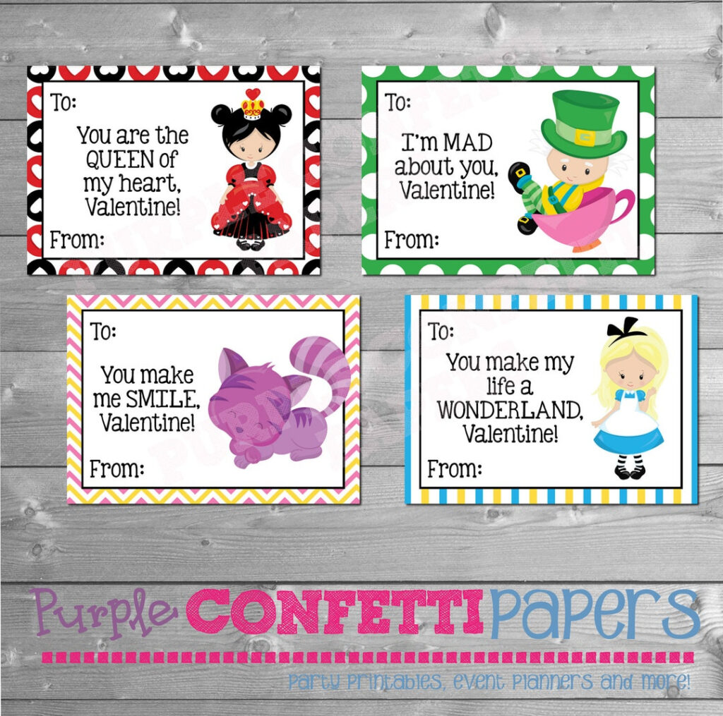 Alice In Wonderland Valentine's Day Cards Printable