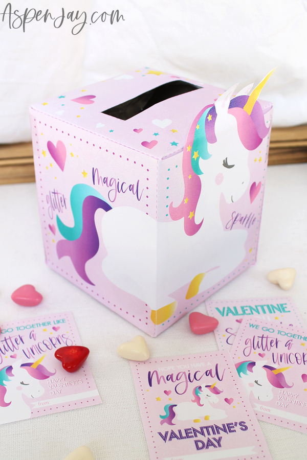 Unicorn Valentine Box Printable
