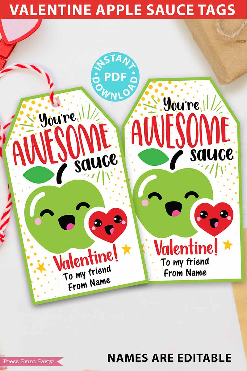 Applesauce Pouch Valentines Free Printable