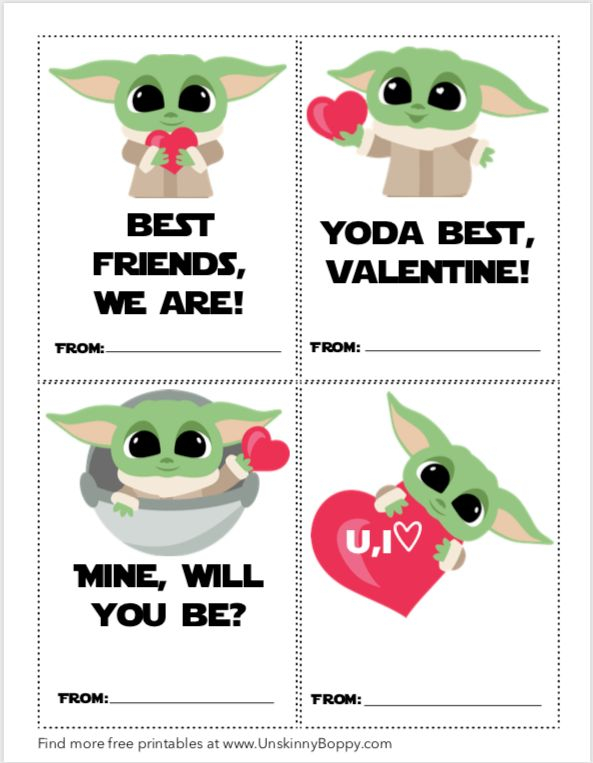 Baby Yoda Valentines Card Printable