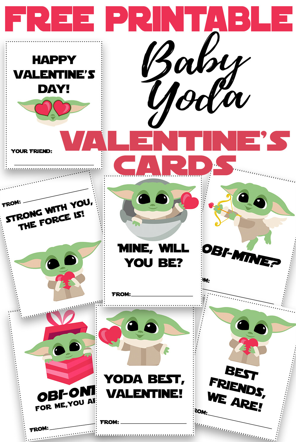 Baby Yoda Valentines Printable