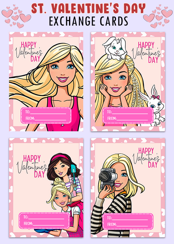 Barbie Happy Valentines Day Cards Printable
