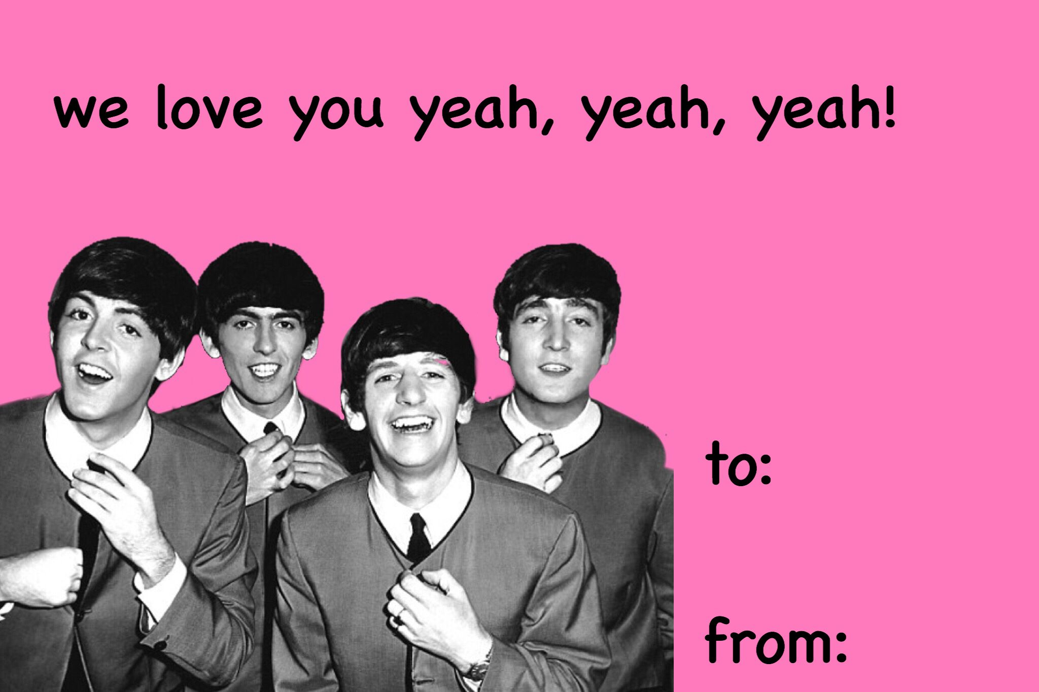 Beatles Valentines Day Cards Printable