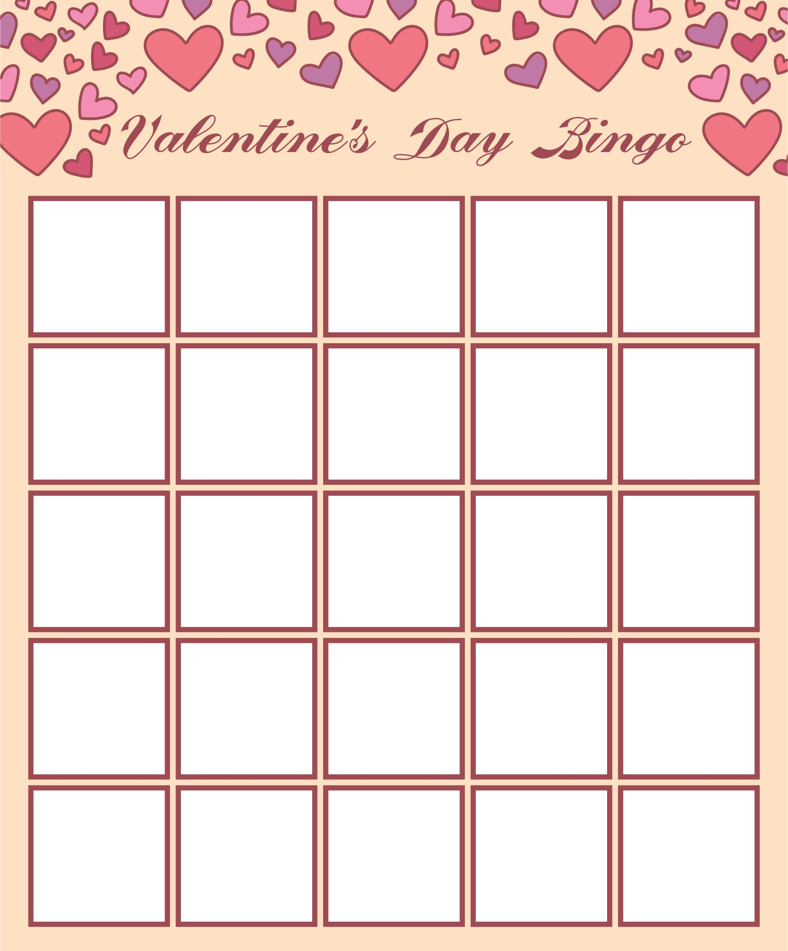 Blank Valentine Bingo Printable