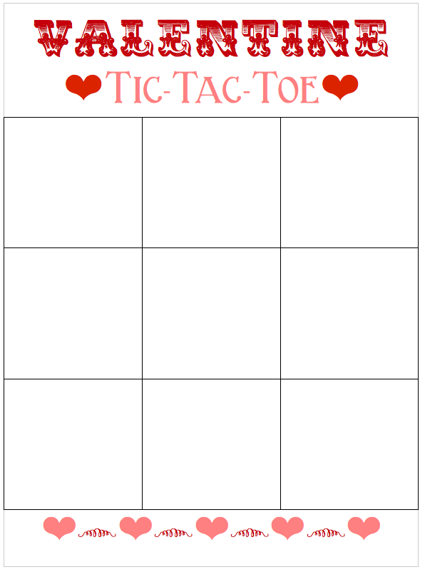 Printable Valentine Tic Tac Toe Board