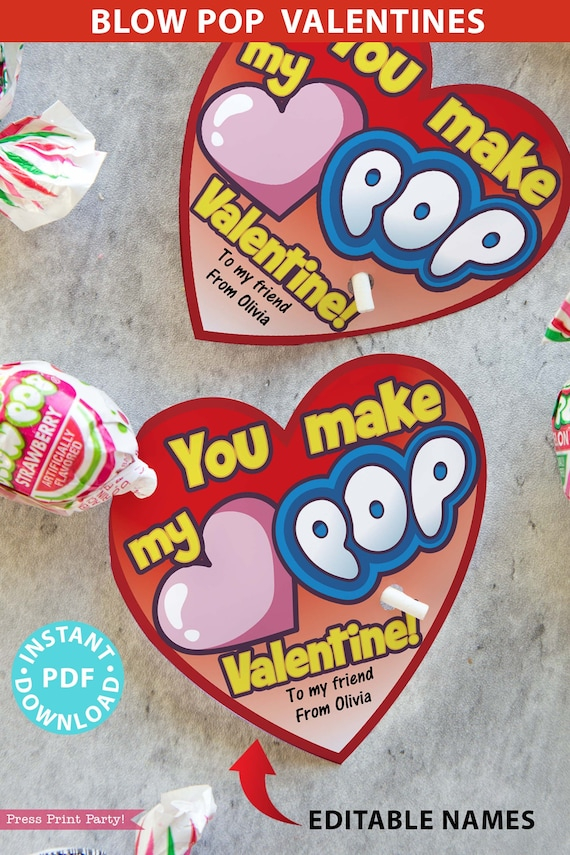 Blow Pop Valentines Printable