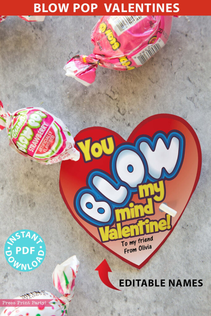 Blow Pop Valentines Printable