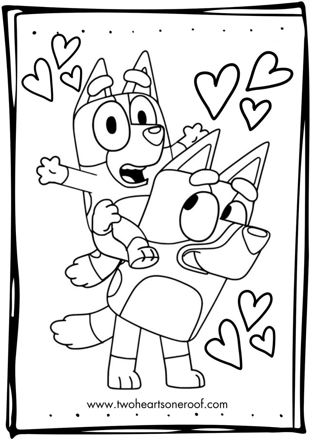 Bluey Valentine Coloring Pages Printable