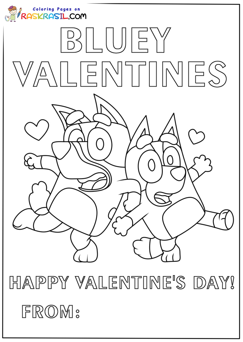 Bluey Valentine Coloring Pages Printable