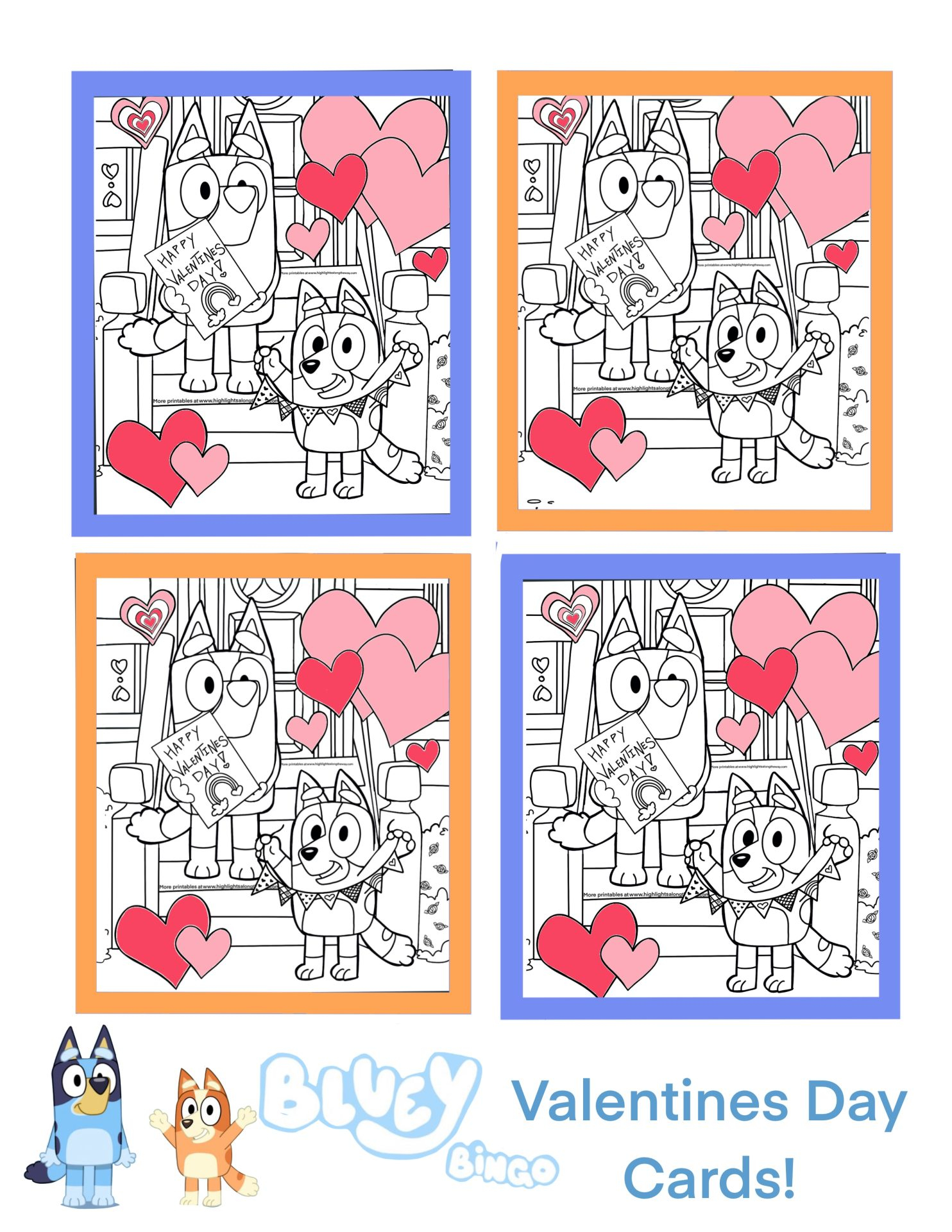 Free Printable Bluey Valentines Cards