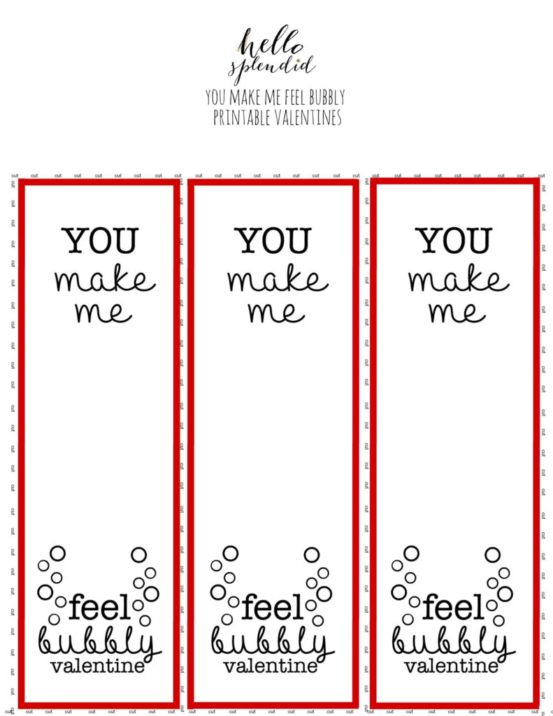 Bubbles Valentines Printable Black