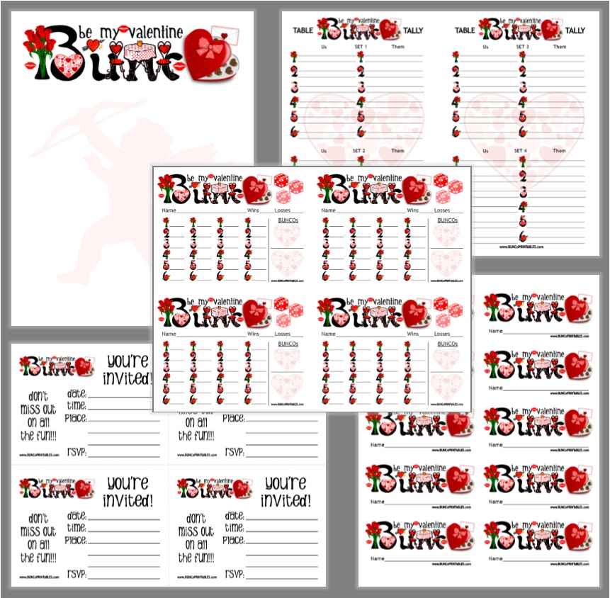 Free Printable Bunco Score Sheets Valentines