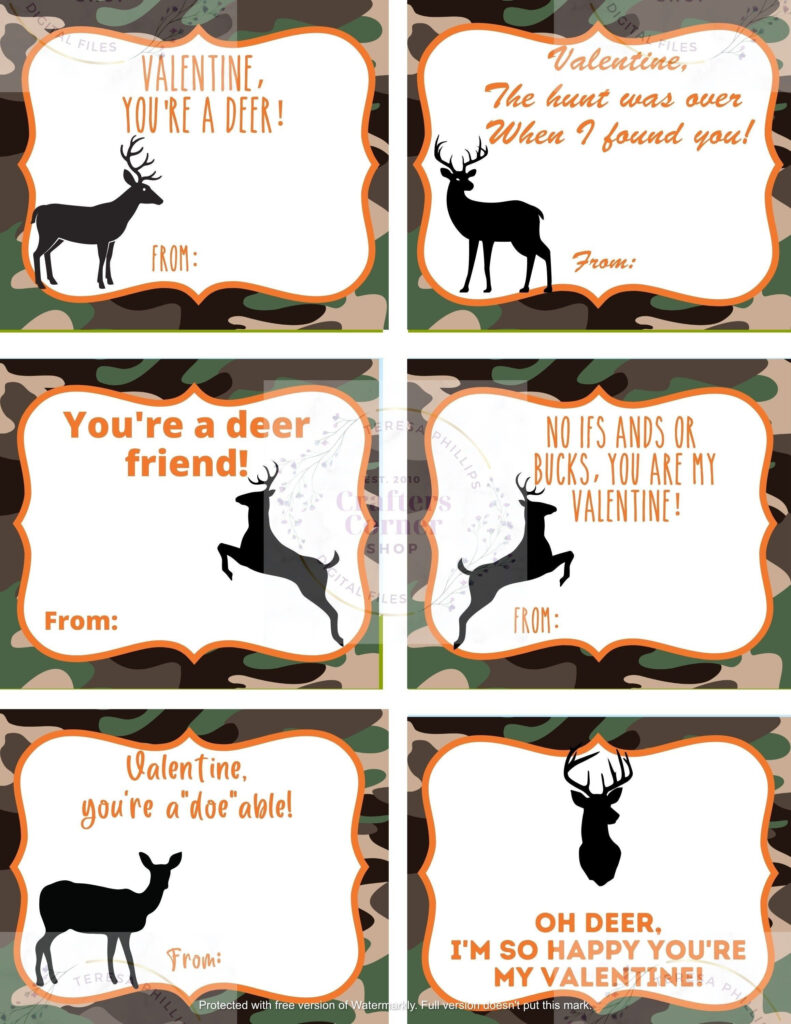 Buck Hunting Valentines Free Printables