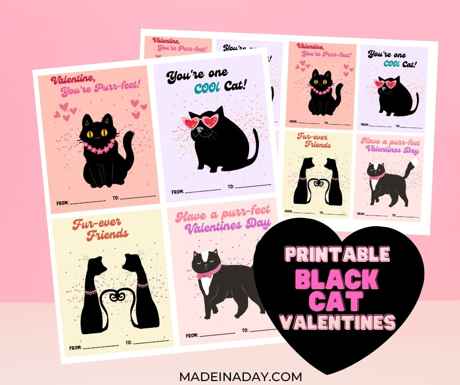 Printable Cat Valentines Cards