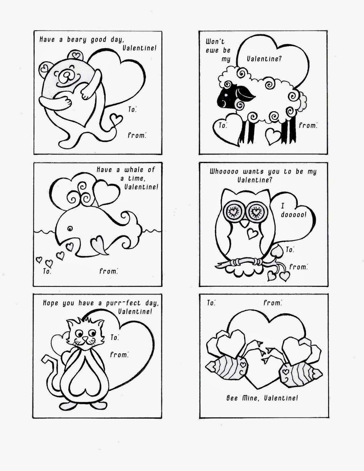 Free Printable Valentine Cards To Color