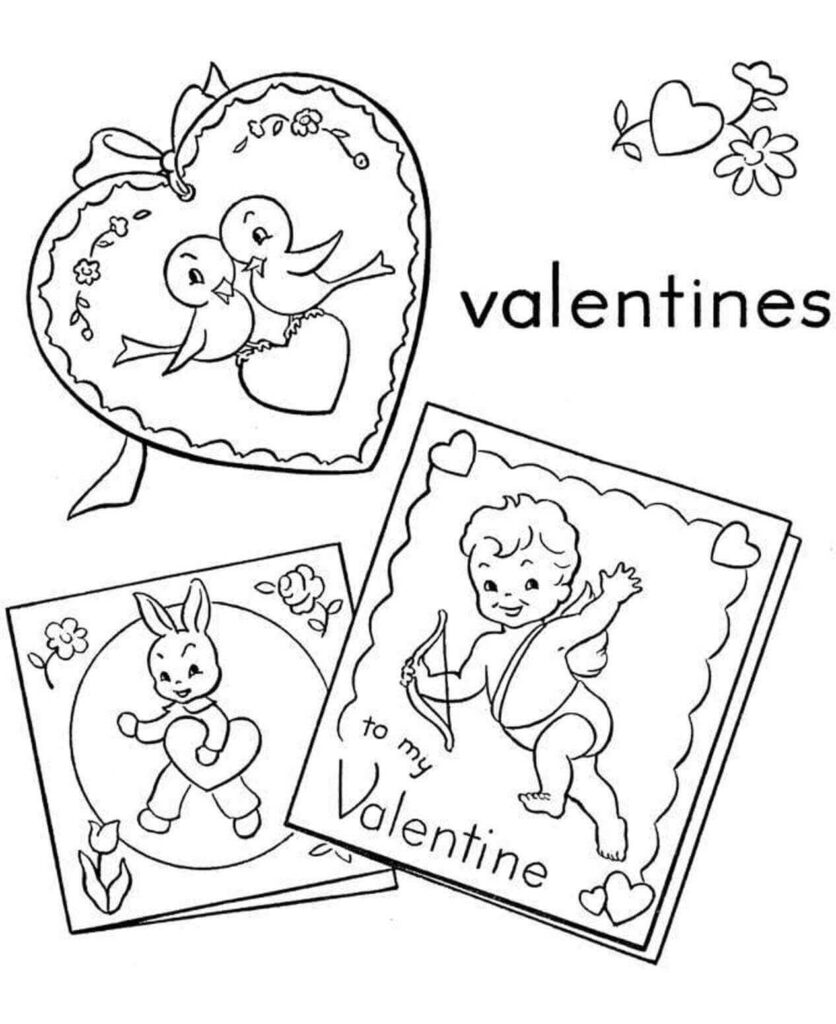 Printable Valentines Cards Coloring Pages