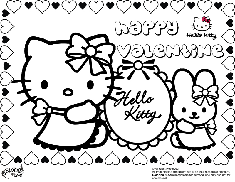 Printable Hello Kitty Valentines Day Coloring Pages