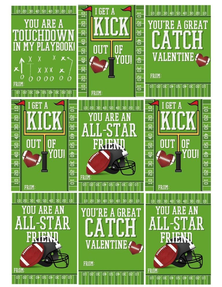 Printable Football Valentine Cards