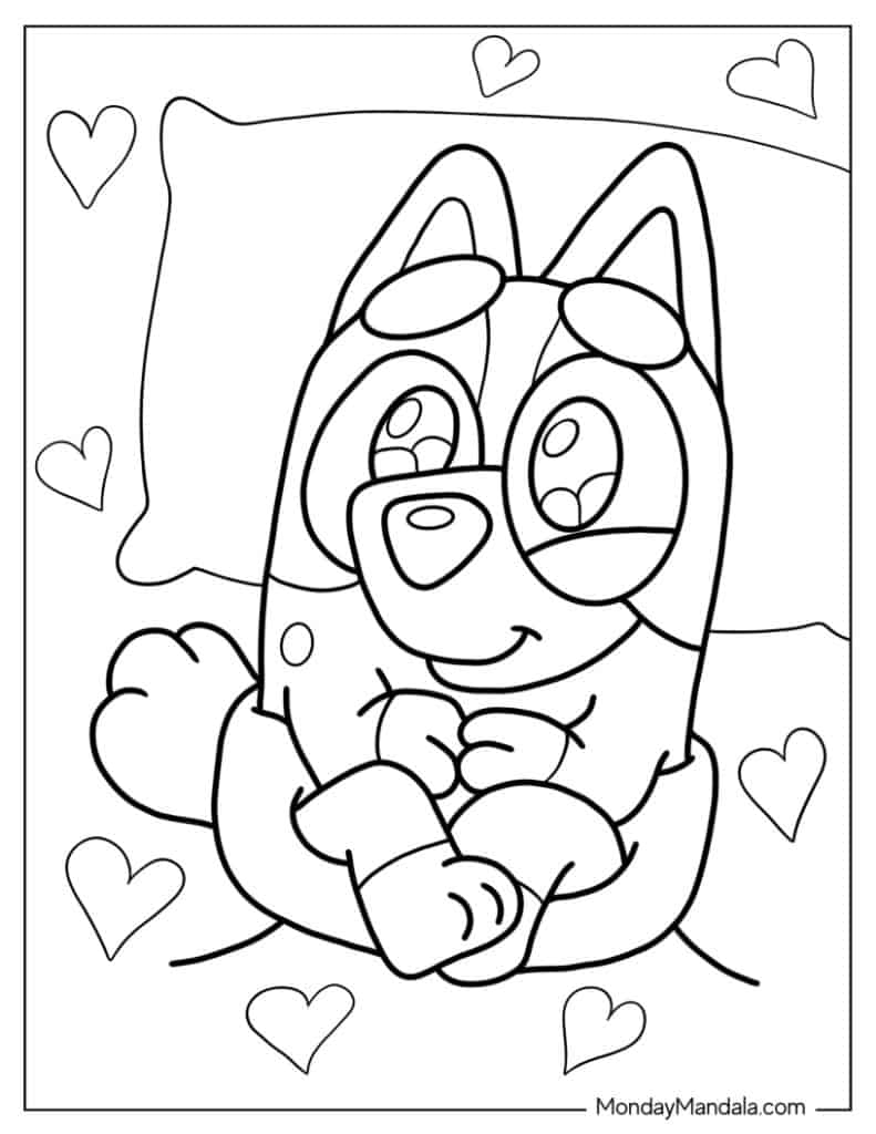 Bluey Valentine Coloring Pages Printable