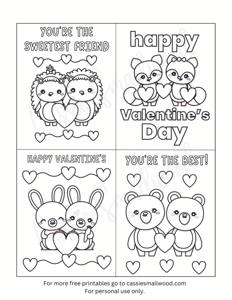 Valentine Cards Printable Color
