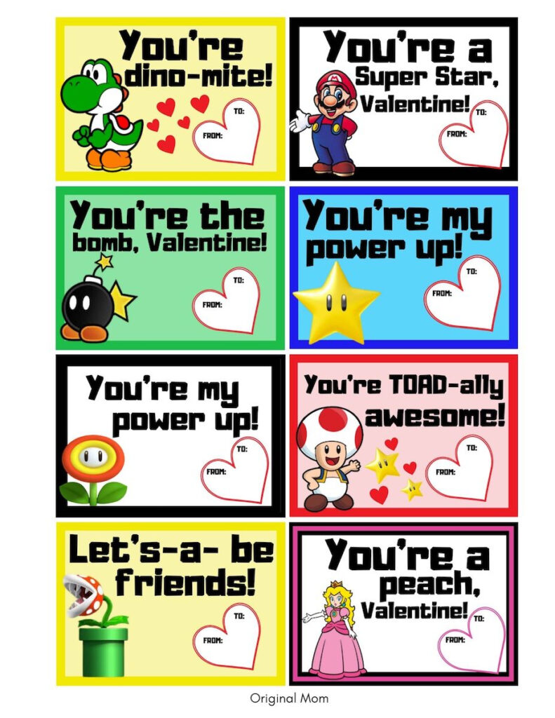 Super Mario Valentines Printable