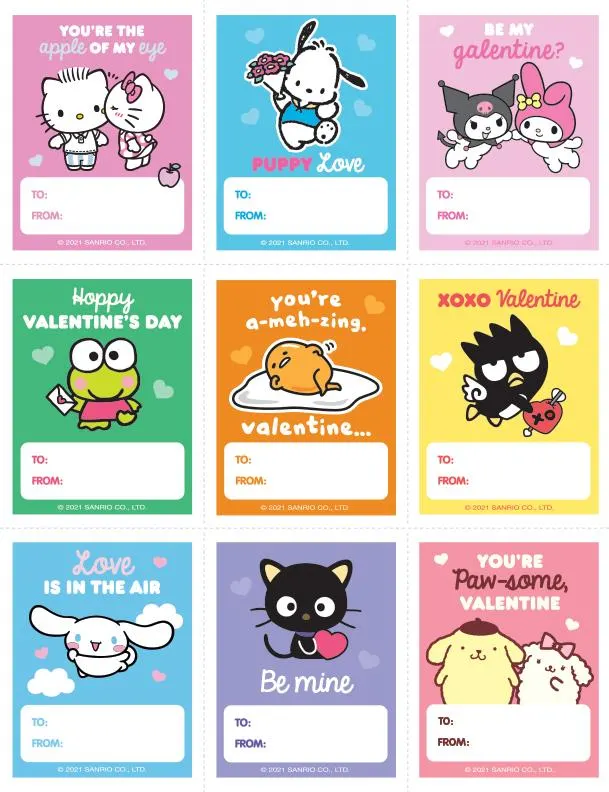 Sanrio Valentines Cards Printable