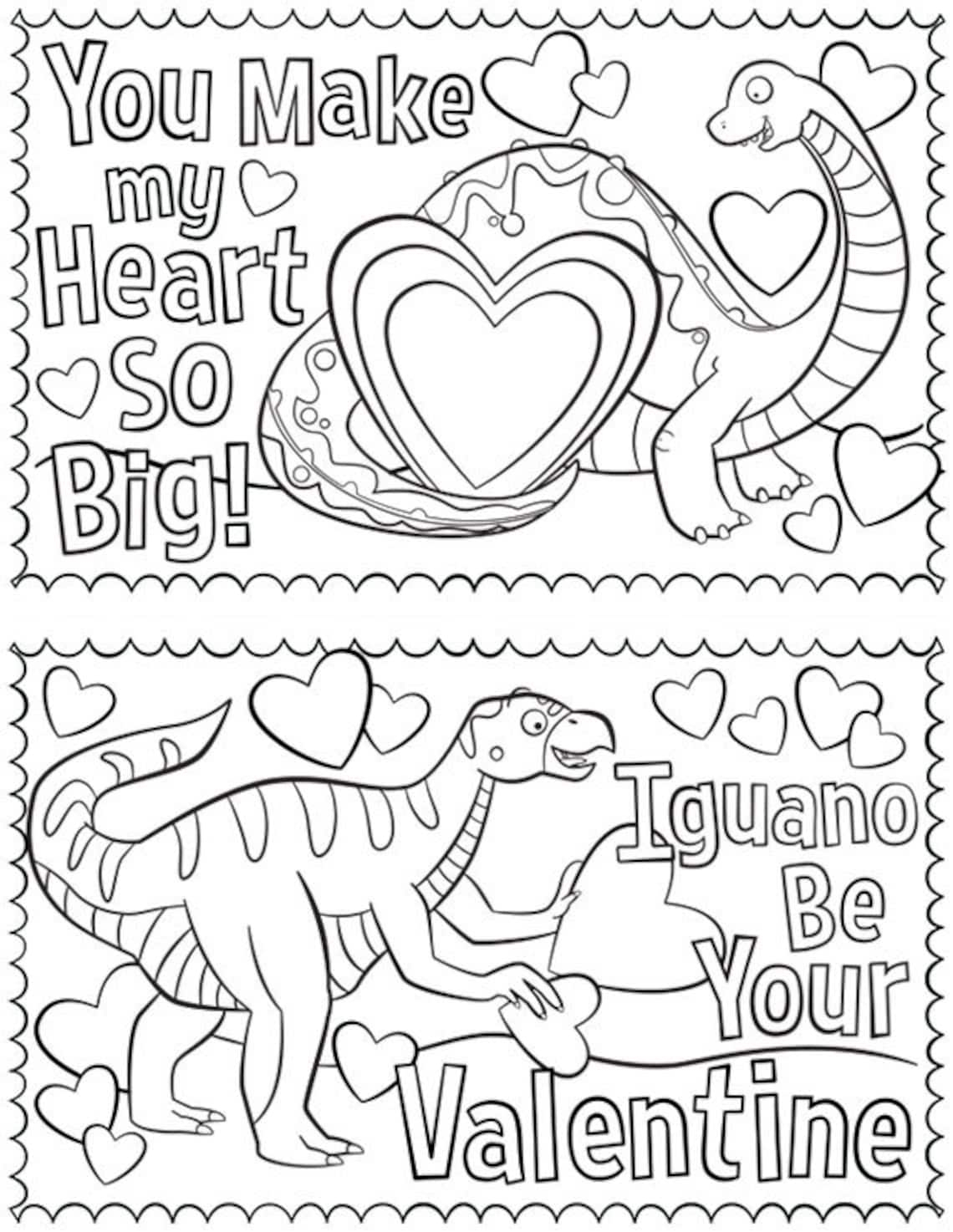 Free Printable Dinosaur Valentine Coloring Pages