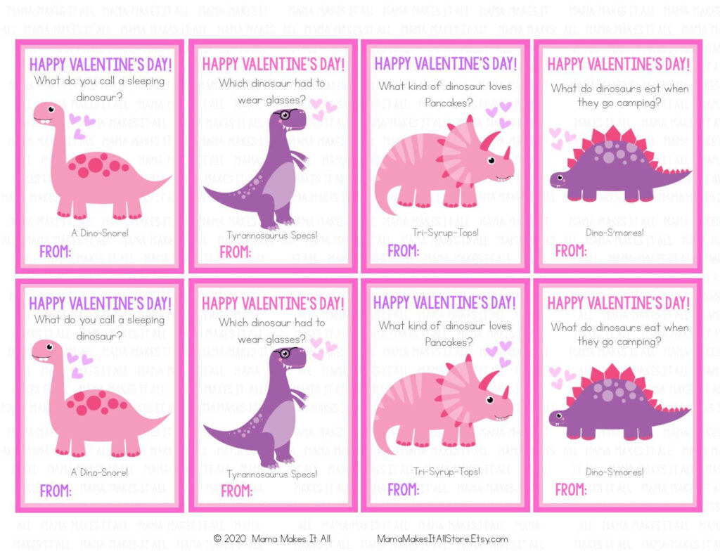 Dinosaur Valentine Card Printable