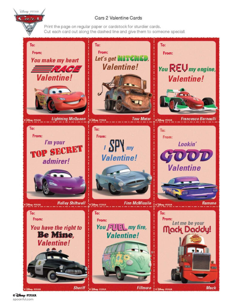 Cars 3 Printable Valentines Cards
