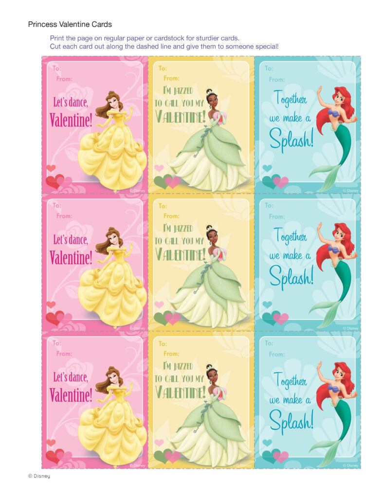 Free Printable Disney Princess Valentine Cards